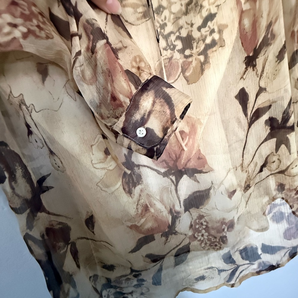 Ralph Lauren Floral Sheer Blouse Set - Cream and Brown - Picture 3 of 7
